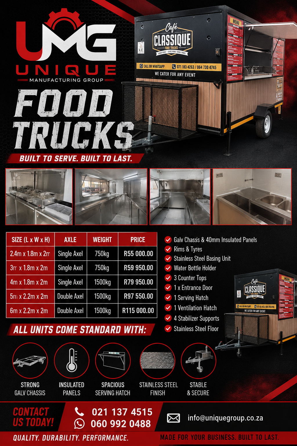Custom Food Trucks spec sheet